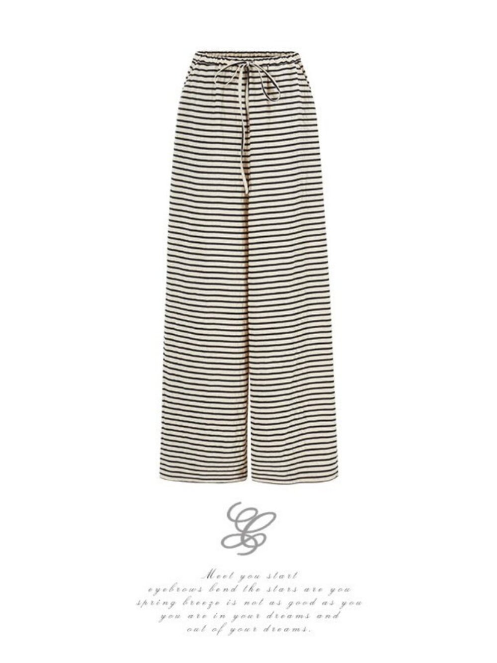black white striped wide leg pants drawstring comfy lounge y2k pajama pants